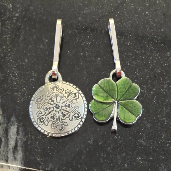 VTG Dan forth pewter snowflake & clover charms artisan jewelry handcrafted gift - Picture 4 of 7